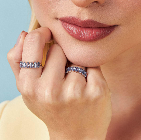 Anel Meia Aliança Azul